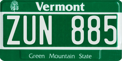 VT license plate ZUN885