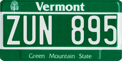 VT license plate ZUN895