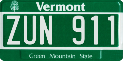 VT license plate ZUN911