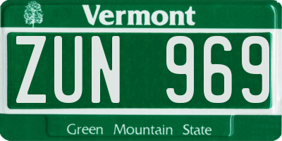 VT license plate ZUN969