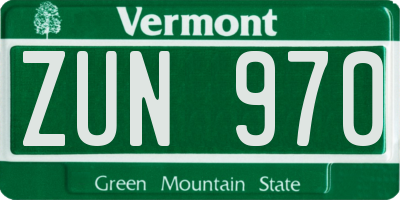 VT license plate ZUN970