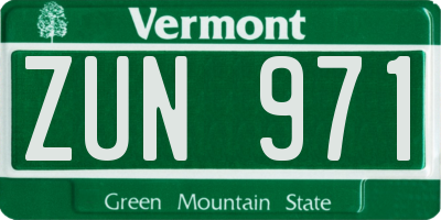 VT license plate ZUN971