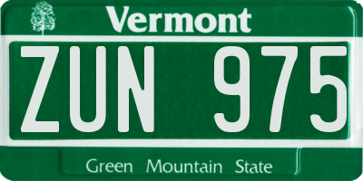 VT license plate ZUN975