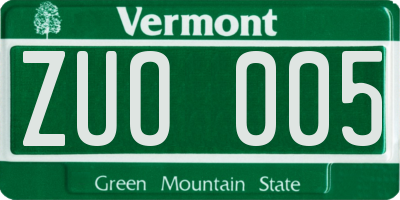 VT license plate ZUO005