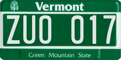 VT license plate ZUO017