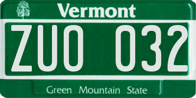 VT license plate ZUO032