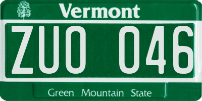 VT license plate ZUO046
