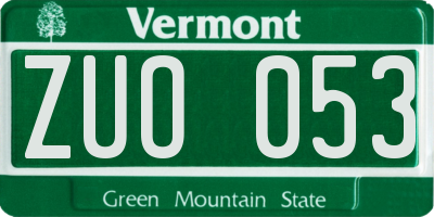 VT license plate ZUO053