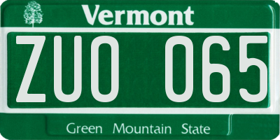 VT license plate ZUO065