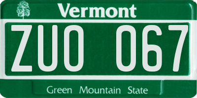 VT license plate ZUO067