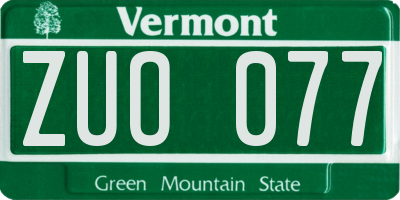 VT license plate ZUO077