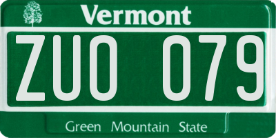VT license plate ZUO079