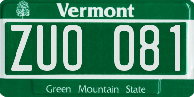 VT license plate ZUO081