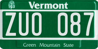 VT license plate ZUO087