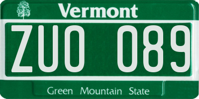 VT license plate ZUO089