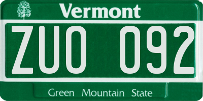 VT license plate ZUO092