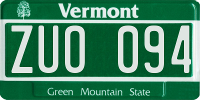 VT license plate ZUO094