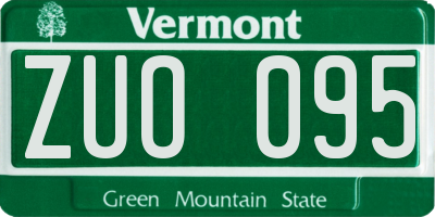 VT license plate ZUO095