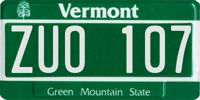 VT license plate ZUO107