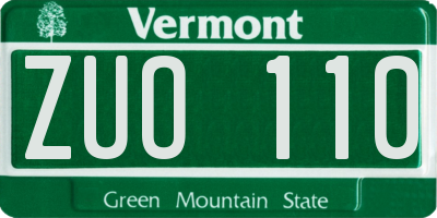 VT license plate ZUO110