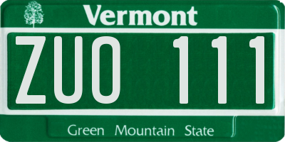 VT license plate ZUO111