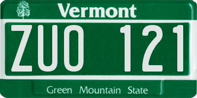 VT license plate ZUO121