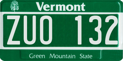 VT license plate ZUO132