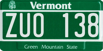 VT license plate ZUO138