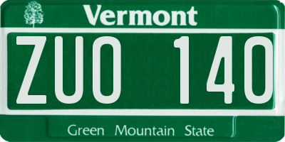 VT license plate ZUO140