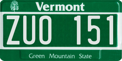 VT license plate ZUO151
