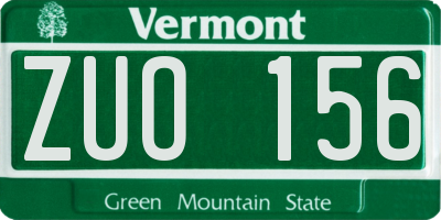 VT license plate ZUO156