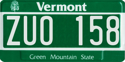 VT license plate ZUO158