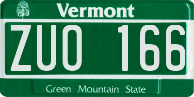 VT license plate ZUO166