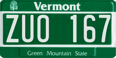 VT license plate ZUO167