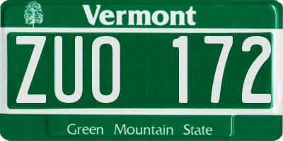 VT license plate ZUO172
