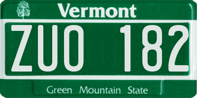 VT license plate ZUO182