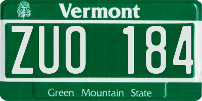 VT license plate ZUO184