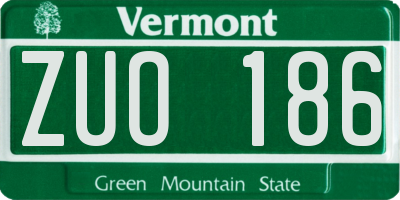 VT license plate ZUO186