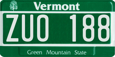 VT license plate ZUO188