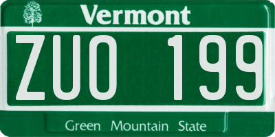 VT license plate ZUO199