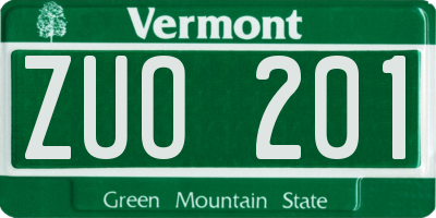 VT license plate ZUO201