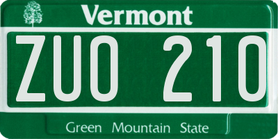 VT license plate ZUO210