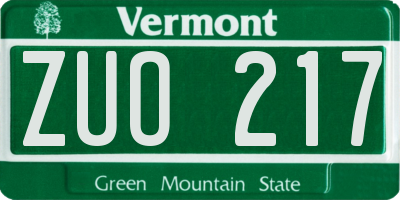 VT license plate ZUO217