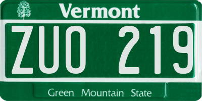 VT license plate ZUO219