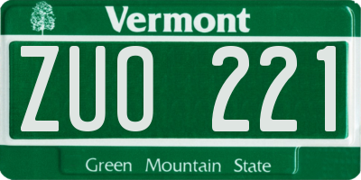 VT license plate ZUO221