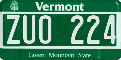 VT license plate ZUO224