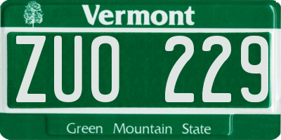 VT license plate ZUO229
