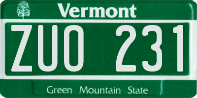 VT license plate ZUO231