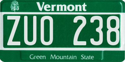VT license plate ZUO238