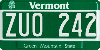 VT license plate ZUO242